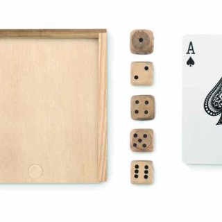 SET GIOCO DA POKER CON 54 CARTE E 5 DADI 10X9X2CM