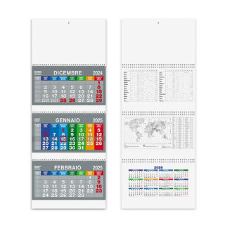 CALENDARIO TRITTICO SPIRALATO MULTICOLOR 31x86 cm