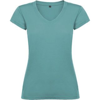 T-SHIRT DONNA SCOLLO V 100% COTONE COLORATA 155gr